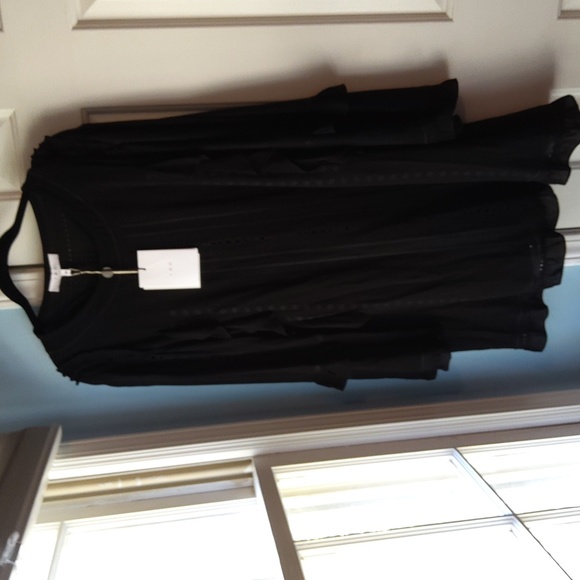 IRO💥New💥Black Long-sleeve Dress with Eyelet Detail - Picture 11 of 12